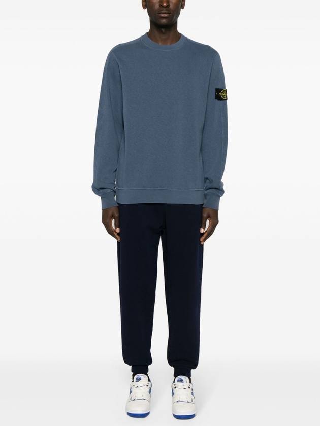 Logo Patch Crew Neck Sweatshirt Navy - STONE ISLAND - BALAAN 5