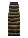 Striped Rib Merino Wool Maxi A-Line Skirt - GANNI - BALAAN 1