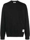 Logo Patch Crew Neck Cotton Sweatshirt Black - JIL SANDER - BALAAN 2