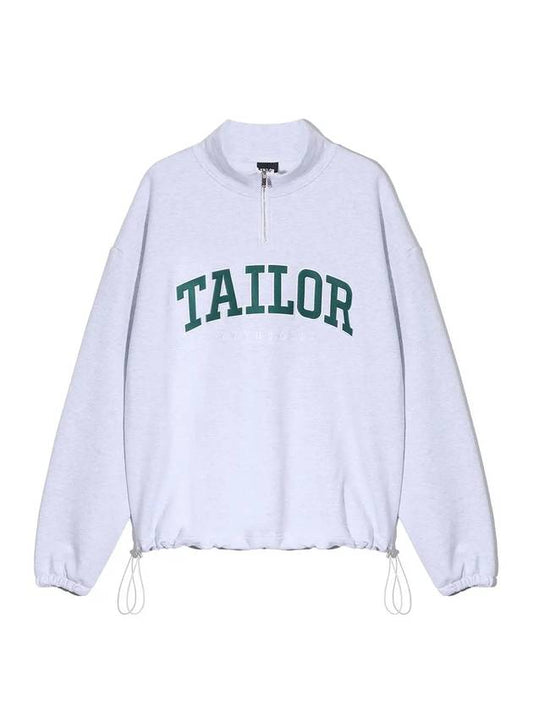 NVL Overfit Half Zip Up Sweatshirt White Melange - TAILOR STUDIO - BALAAN 2