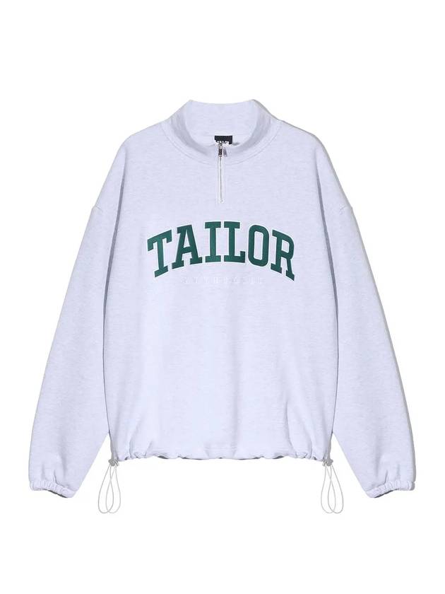 Envy Half Zip-Up Oversized Fit Sweatshirt White Melange - TAILOR STUDIO - BALAAN 2