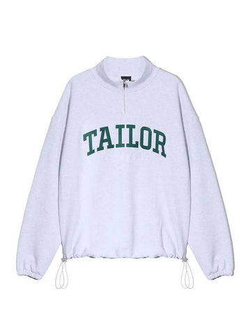 NVL Overfit Half Zip Up Sweatshirt White Melange - TAILOR STUDIO - BALAAN 1