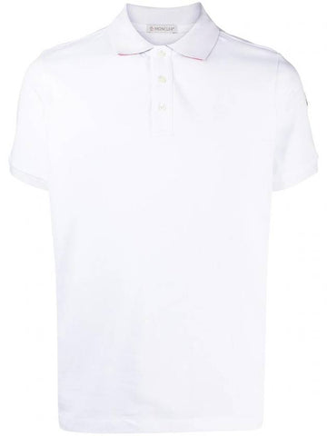 Neck Logo Patch Print Polo Shirt White - MONCLER - BALAAN 1