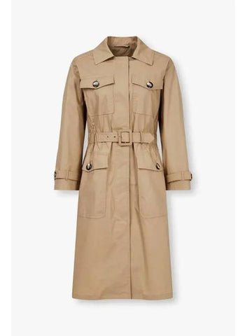 Women s Belted Pocket Cotton Coat Dark Beige - HERNO - BALAAN 1