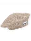 Women's Logo Wool Beret Beige - GANNI - BALAAN.