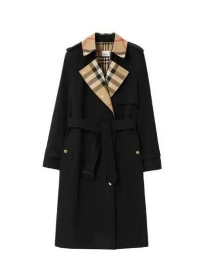 Check Panel Gabardine Trench Coat Black - BURBERRY - BALAAN 2