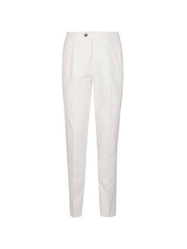 Cotton Chino Straight Pants White - BRUNELLO CUCINELLI - BALAAN 1