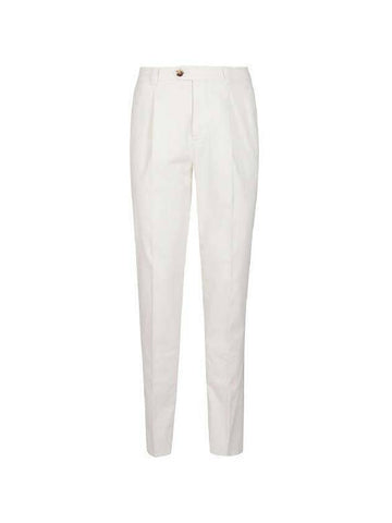 Cotton Chino Straight Pants White - BRUNELLO CUCINELLI - BALAAN 1