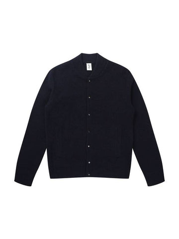 Men's Wool Round Snap Cardigan Navy SW21ISW06NV - SOLEW - BALAAN 1