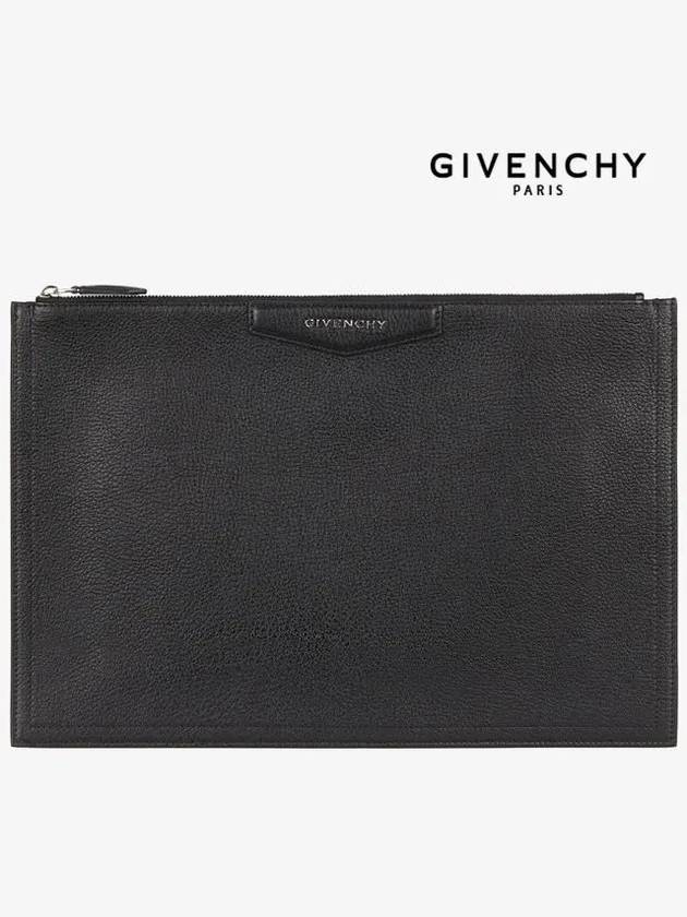 Antigona Large Leather Clutch Bag Black - GIVENCHY - BALAAN 3