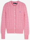 Women's Embroidered Logo Pony Cable Cardigan Pink - POLO RALPH LAUREN - BALAAN 3