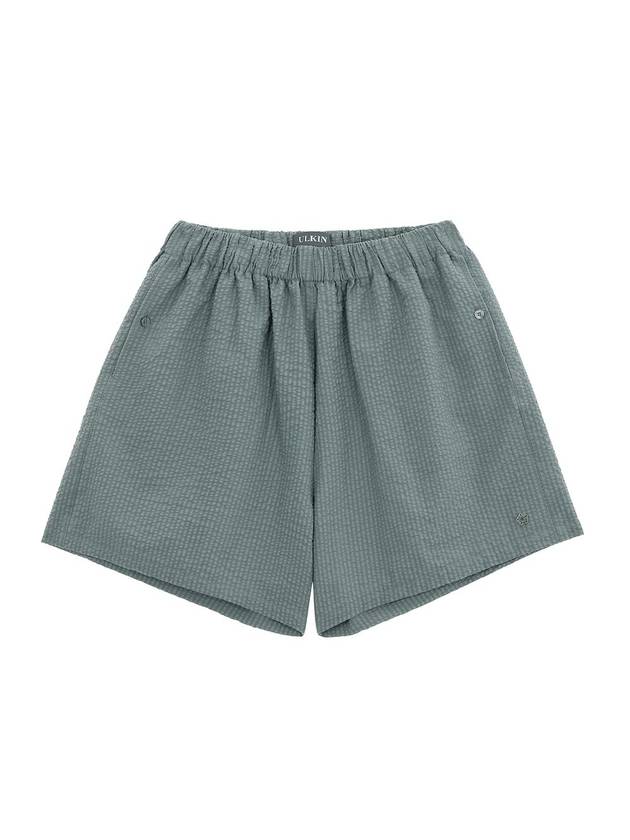 Runway Cotton Seersucker Shorts Khaki - ULKIN - BALAAN 2