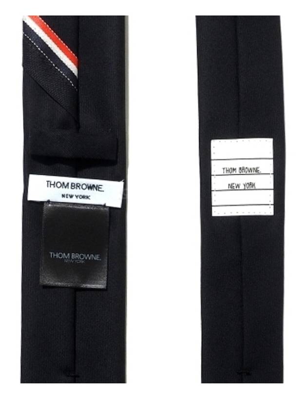 Three Stripes Classic RWB Selvedge Super 120 Count Wool Tie Navy - THOM BROWNE - BALAAN 6