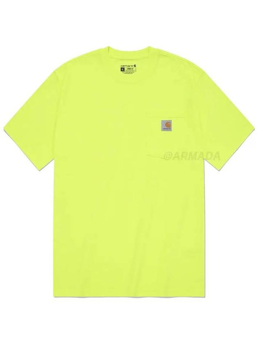 K87 Workwear Pocket Short Sleeve TShirt Bright Lime - CARHARTT - BALAAN 1