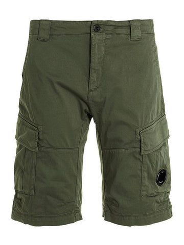 Men's Stretch Satin Lens Cargo Shorts Green - CP COMPANY - BALAAN 1