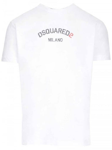 Men's Milan Short Sleeve T-Shirt White - DSQUARED2 - BALAAN 1