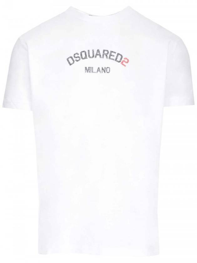 Men's Milan Short Sleeve T-Shirt White - DSQUARED2 - BALAAN 1