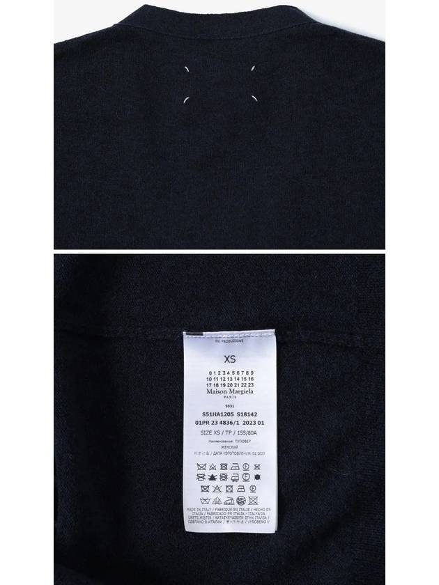 Women's V-neck Knit Wool Cardigan Dark Blue - MAISON MARGIELA - BALAAN 4