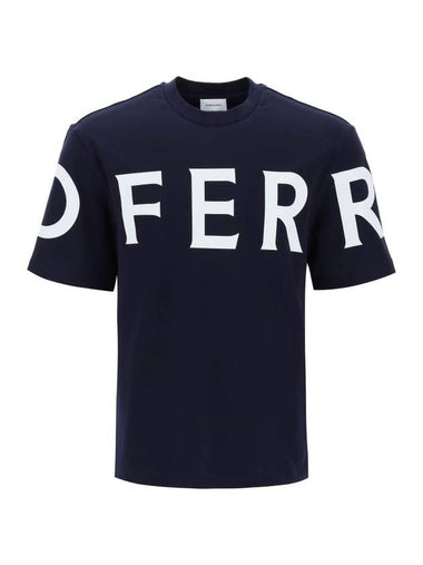 Big Logo Cotton Short Sleeve T-Shirt Navy - SALVATORE FERRAGAMO - BALAAN 1