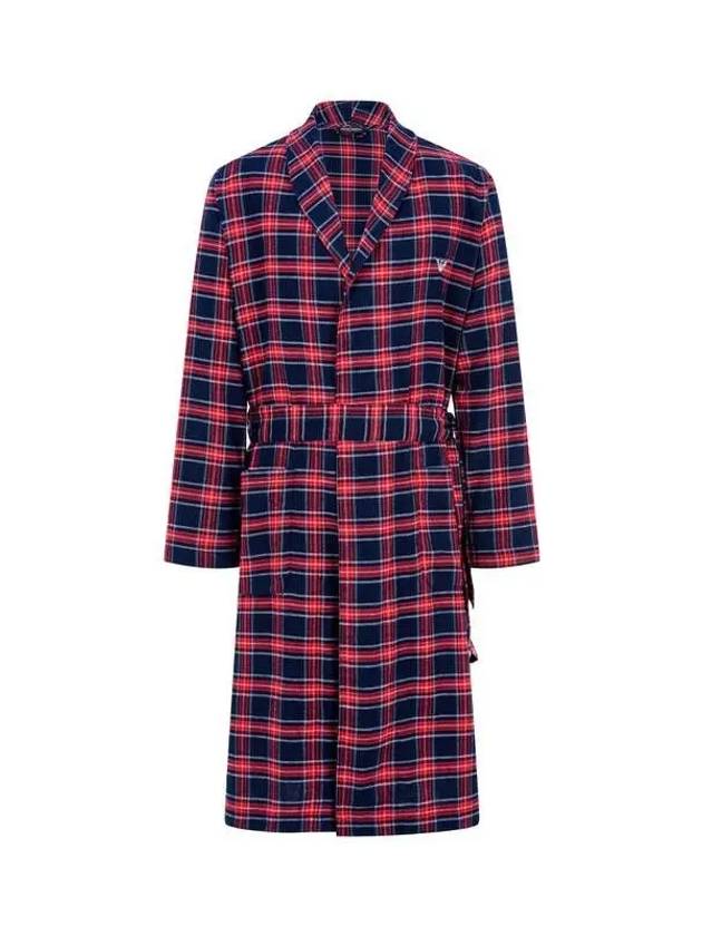 UNDERWEAR Men s Belted Check Dressing Gown Navy 270749 - EMPORIO ARMANI - BALAAN 1