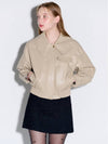 Big collar eco leather blouson jacketBeige - OPENING SUNSHINE - BALAAN 3