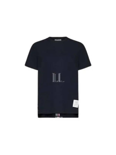 Center Back Stripe Classic Cotton Pique Relaxed Fit Short Sleeve T-Shirt Navy - THOM BROWNE - BALAAN 2