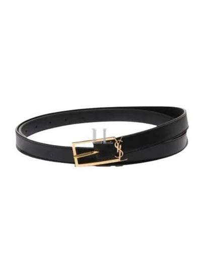 Logo Leather Belt Black - SAINT LAURENT - BALAAN 2