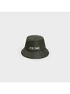 Logo Quilted Nylon Twill Bucket Hat Forest - CELINE - BALAAN.