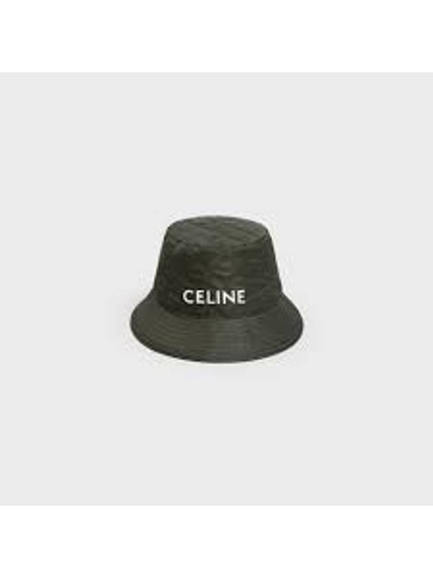 Logo Quilted Nylon Twill Bucket Hat Forest - CELINE - BALAAN.