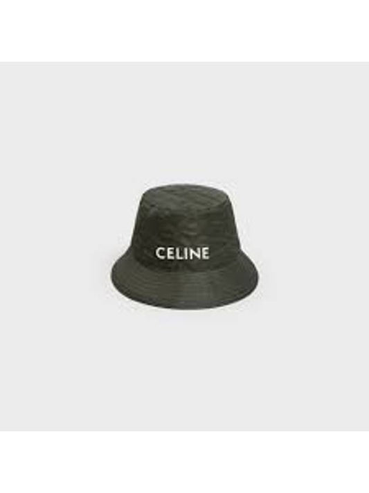 Logo Quilted Nylon Twill Bucket Hat Forest - CELINE - BALAAN 1