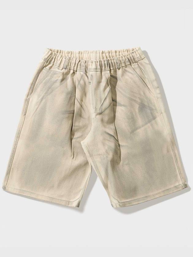 Dirty Washed Corn Mills Bermuda Banding Pants Natural - FFEFF STUDIO - BALAAN 4