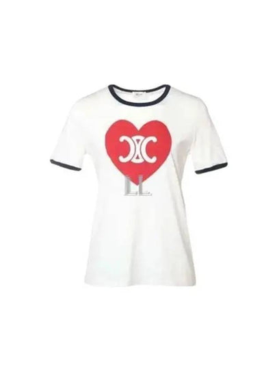 Heart Jersey Short Sleeve T-Shirt Off White - CELINE - BALAAN 2