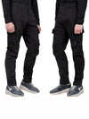 Men's Metropolis Stretch Satin Cargo Straight Pants Black - CP COMPANY - BALAAN 4