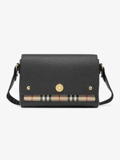 Leather and Vintage Check Note Crossbody Bag Black - BURBERRY - BALAAN 2