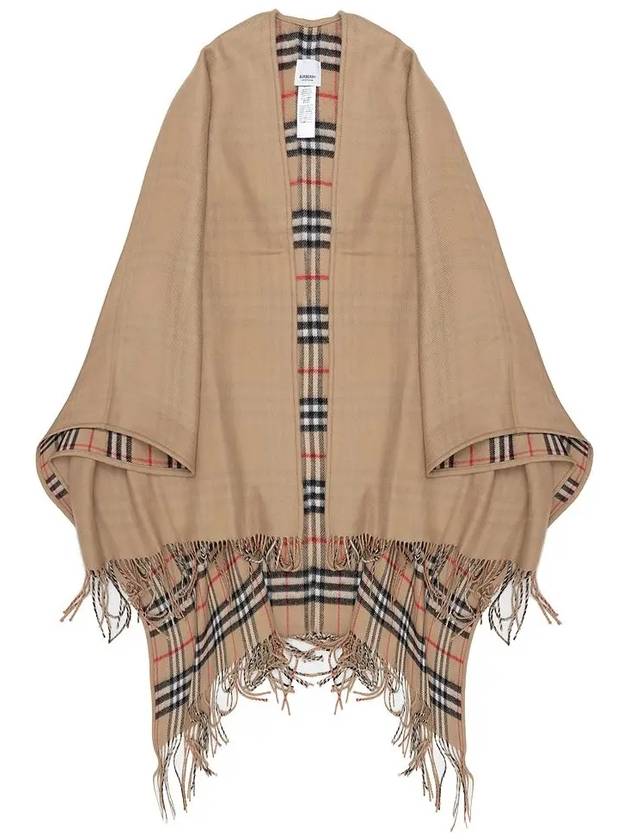 WoMen's Check Reversible Wool Cape Beige - BURBERRY - BALAAN 2