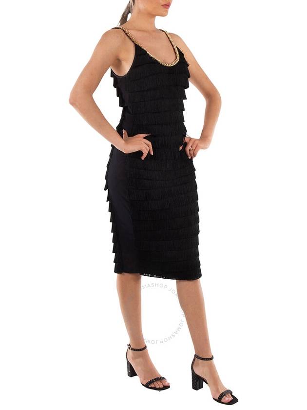 Burberry Black Melina Sleeveless Chain Trim Fringed Dress, Brand Size 4 (US Size 2) - BURBERRY - BALAAN 2