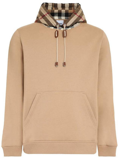 Check Cotton Blend Hoodie Camel Beige - BURBERRY - BALAAN 2