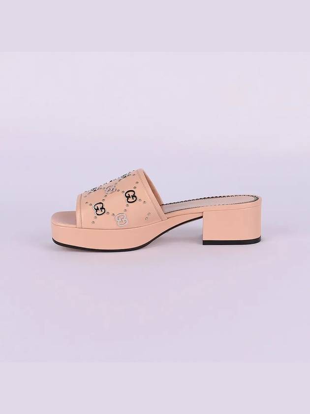 Interlocking G Leather Heel Mules Pink - GUCCI - BALAAN 4