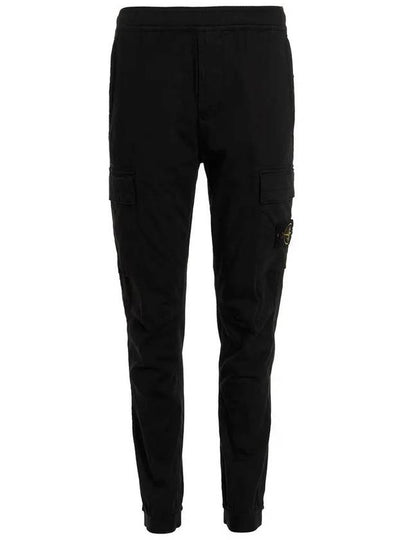 Stretch Cotton Wool Satin Cargo Pants Black - STONE ISLAND - BALAAN 2