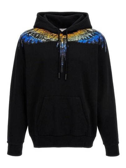 Icon Wings Drawstring Cotton Hoodie Black - MARCELO BURLON - BALAAN 2