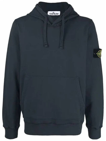 Wappen Patch Brushed Cotton Fleece Hoodie Dark Blue - STONE ISLAND - BALAAN 2