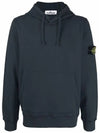 Wappen Patch Brushed Cotton Fleece Hoodie Dark Blue - STONE ISLAND - BALAAN 3