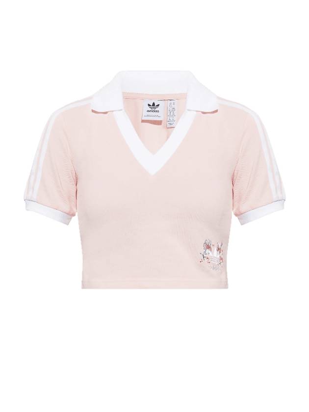 Women's Cropped Cotton Polo Shirt Light Pink - ADIDAS - BALAAN 1