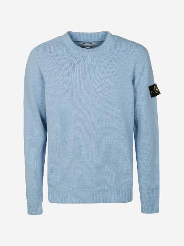 Crew Neck Knit Top Blue - STONE ISLAND - BALAAN 2