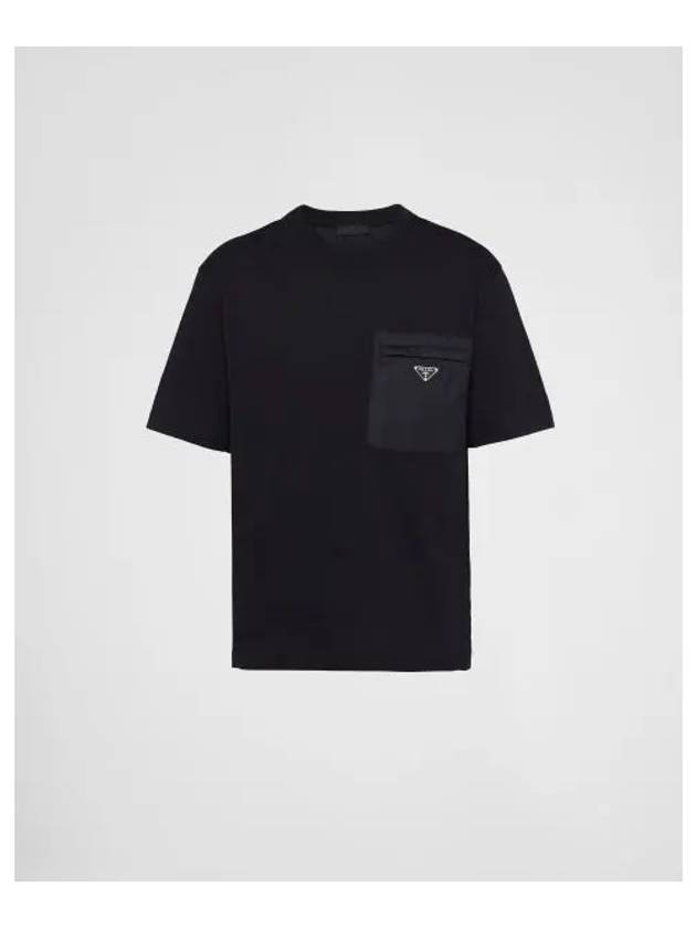 Nylon Pocket Cotton Short Sleeve T-Shirt Black - PRADA - BALAAN 2