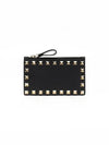 Rockstud Zipper Card Wallet Black - VALENTINO - BALAAN 3