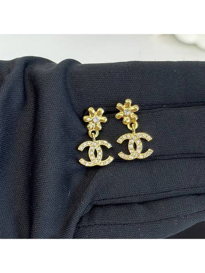 CC Logo Crystal Drop Earrings Gold - CHANEL - BALAAN 2