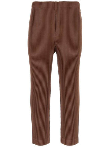 Pleated Straight Pants Brown - ISSEY MIYAKE - BALAAN 1