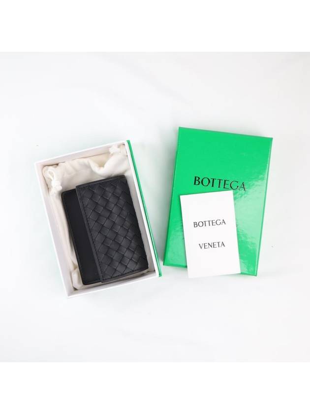 Intrecciato Flap Business Card Wallet Black - BOTTEGA VENETA - BALAAN 6