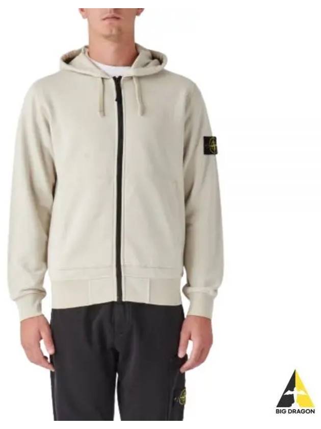 Men Wappen Cotton Fleece Hooded Zip Up Stucco - STONE ISLAND - BALAAN 2